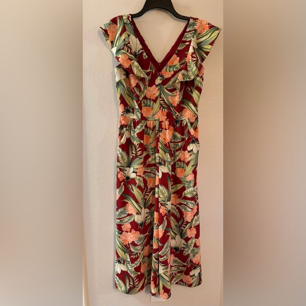 Ann Taylor Maroon Floral Jumpsuit - Womens Size 2